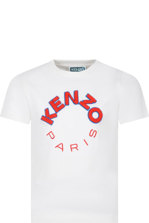 Kenzo Kids Kenzo Kids White T-shirt For Boy With Logo