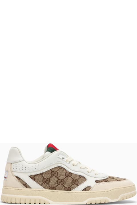 Homeware Gucci Re-web Sneaker In Ivory\/beige\/ebony Gg Fabric