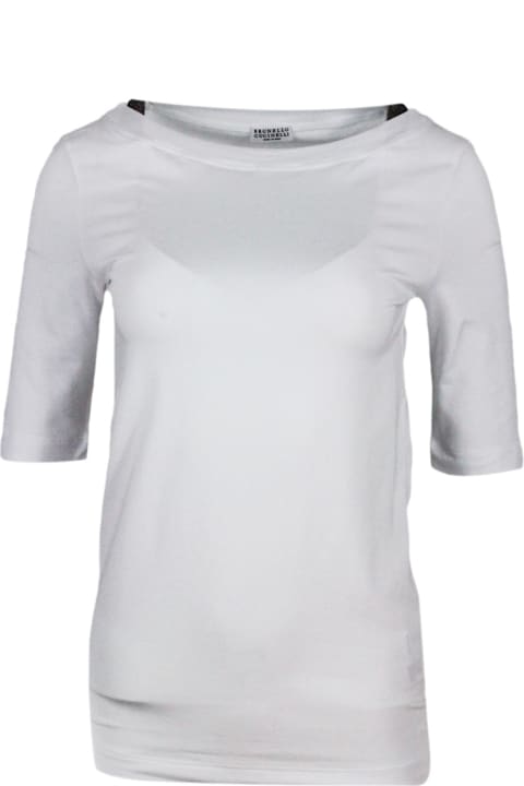Brunello Cucinelli Topwear for Women Brunello Cucinelli Short-sleeved T-shirt In Stretch Cotton
