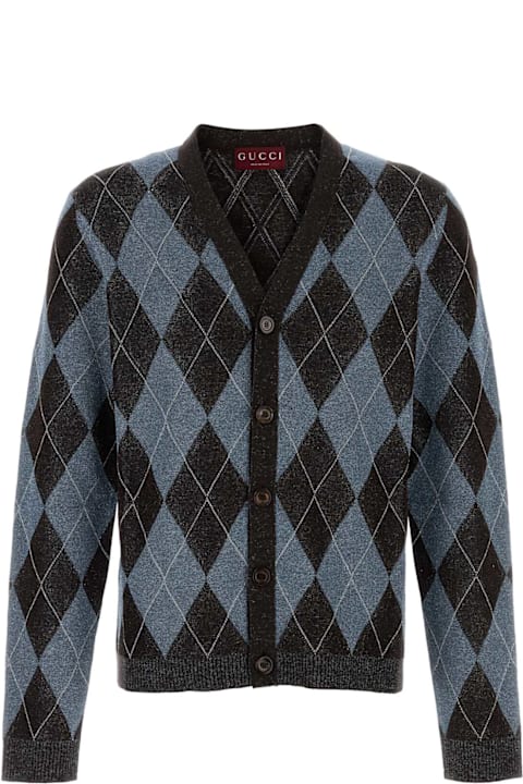 Sweaters for Men Gucci Embroidered Stretch Wool Blend Cardigan