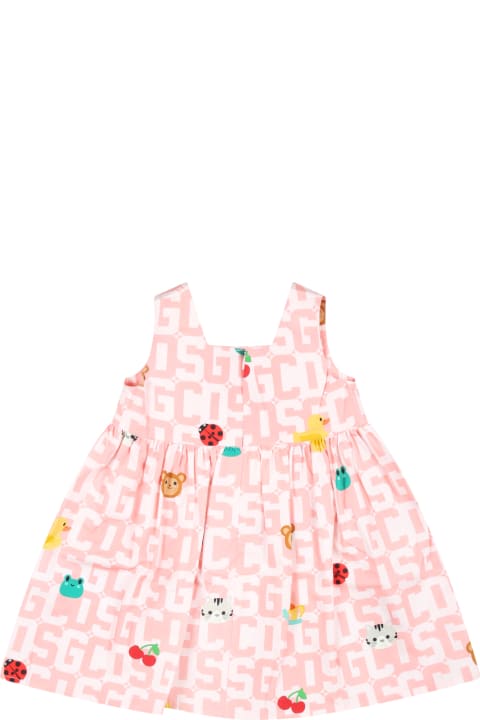 ベビーガールズ GCDS Miniのワンピース＆ドレス GCDS Mini Pink Dress For Baby Girl With Logo Patch