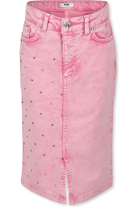 Sale for Kids MSGM Pink Denim Skirt For Girl