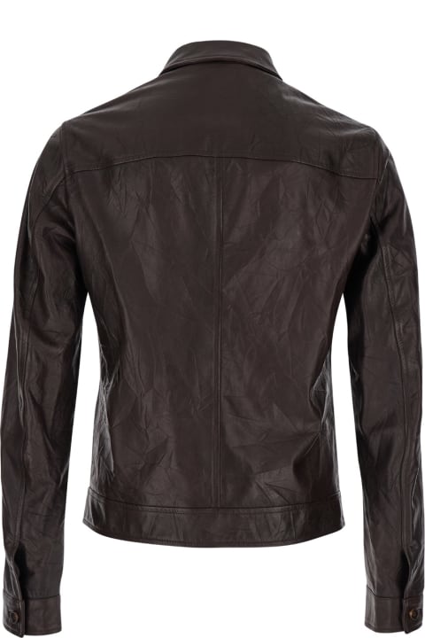 Dolce & Gabbana Coats & Jackets for Men Dolce & Gabbana Brown Jacket With Zip Closure In Crushed-look Leather Man