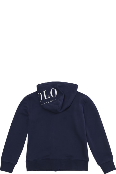 Polo Ralph Lauren Topwear for Boys Polo Ralph Lauren Blue Hoodie With Logo In Cotton Blend Boy
