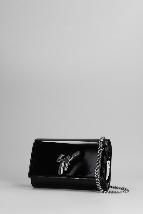 Giuseppe Zanotti Shoulder Bags for Women Giuseppe Zanotti Cleopatra Clutch In Black Patent Leather