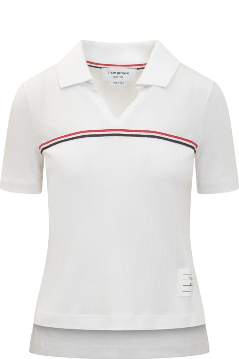 Topwear for Women Thom Browne S/s Polo With Web Stripes