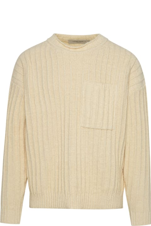 Golden Goose Sale for Men Golden Goose Ivory Cotton Ribbed Sweater