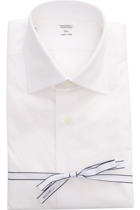 Mazzarelli Shirts for Men Mazzarelli White Cotton Slim Fit Shirt