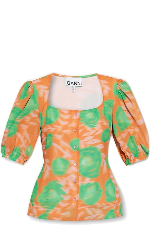 Homeware Ganni Floral-printed Button-up Crepe Blouse