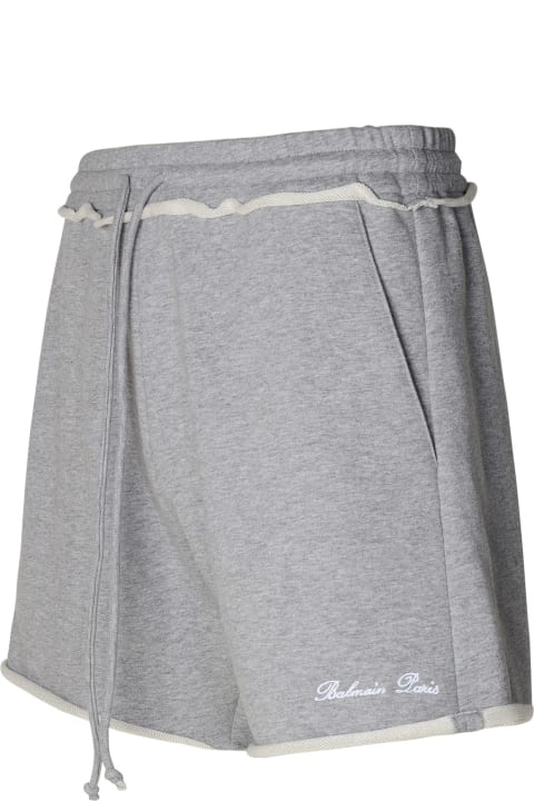 Pants for Men Balmain Grey Cotton Bermuda Shorts