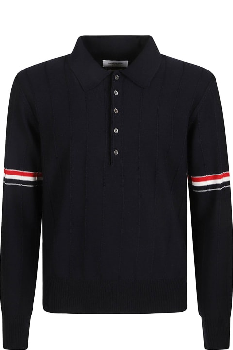 Thom Browne for Men Thom Browne Rwb-striped Long-sleeved Polo Shirt