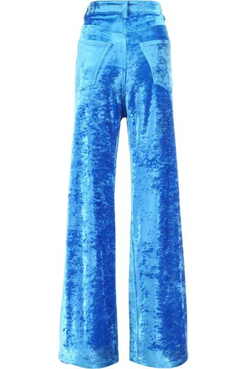 Balenciaga Pants & Shorts for Women Balenciaga Light-blue Velvet Wide-leg Pant