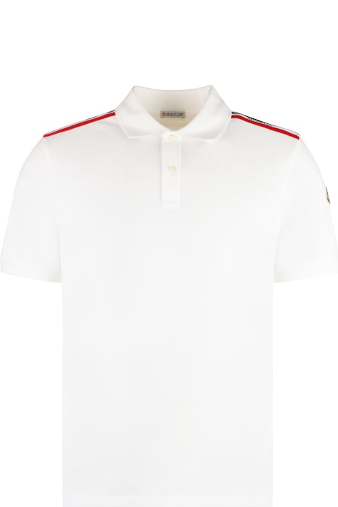 Moncler Topwear for Women Moncler White Polo Shirt With Tricolour On Shoulders