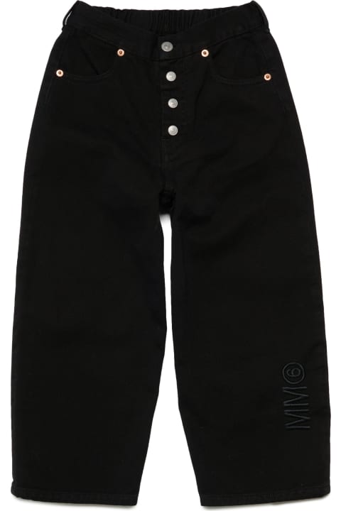 ボーイズ ボトムス MM6 Maison Margiela Mm6p11au Trousers Maison Margiela Vintage Effect Black Wide Fit Jeans With Logo