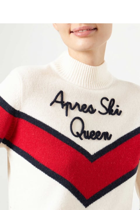 Fashion for Women MC2 Saint Barth Woman Half-turtleneck Sweater With Apres Ski Queen Embroidery