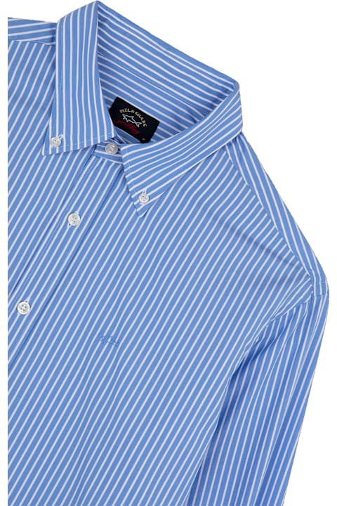 Paul&Shark قمصان لـ القسم الرجالي Paul&Shark Striped Poplin Shirt With Logo