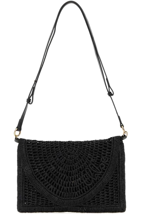 Chloé for Men Chloé Black Raffia Summer Banana Crossbody Bag
