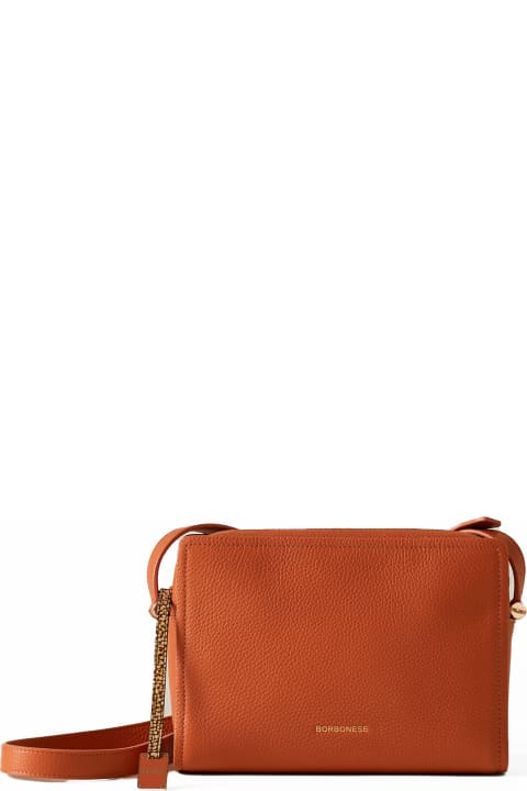 Borbonese Shoulder Bags for Women Borbonese Bolt Medium Shoulder Bag In Grained Leather