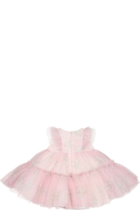 Monnalisa for Kids Monnalisa Pink Dress For Baby Girl With Polka Dots