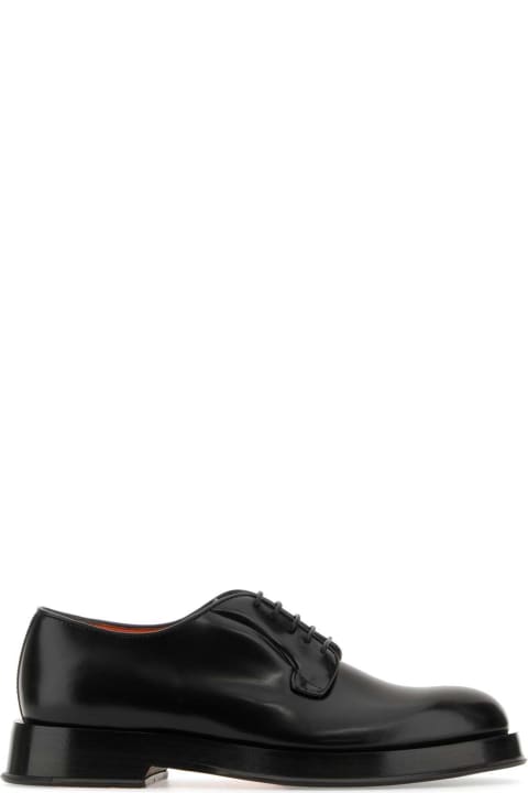 メンズ新着アイテム Santoni Black Leather Lace-up Shoes