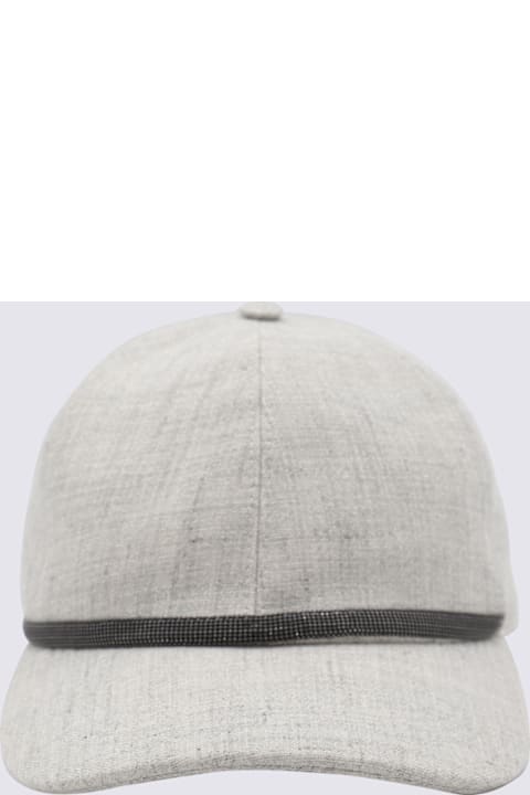 قبعات لـ السيدات Brunello Cucinelli Grey Linen Hat