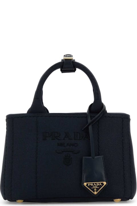 Prada Bags for Women Prada Dark Blue Canvas Shopping Bag
