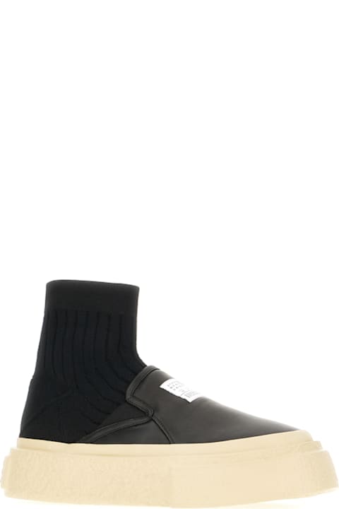 Homeware MM6 Maison Margiela Black Leather And Fabric Sneakers