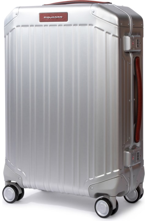 Piquadro for Kids Piquadro Trolley Cabina Slim 4 Ruote In Alluminio E Pelle