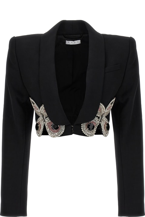 ウィメンズ AREAのコート＆ジャケット AREA Blazer 'embroidered Butterfly Cropped'