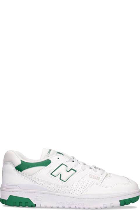 New Balance White Sneakers With Versatile Green Details