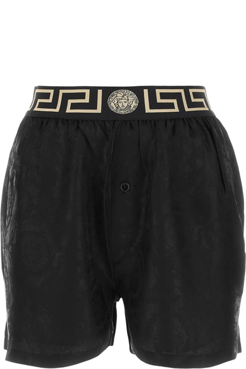 Versace for Women Versace Black Satin Pyjama Bermuda Shorts