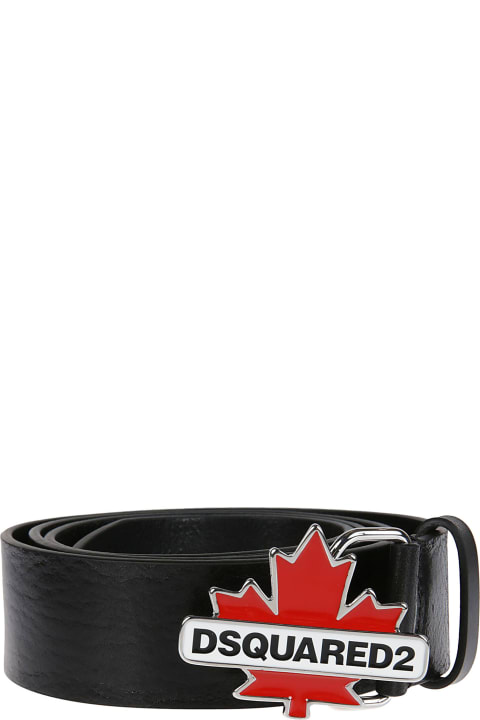 Fashion for Men Dsquared2 Canadian Leaf Plaque Belt