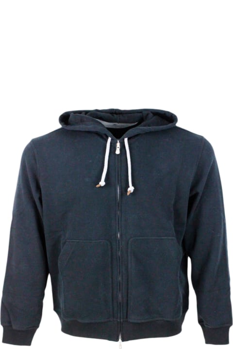 Brunello Cucinelli Clothing for Men Brunello Cucinelli Hooded Sweatshirt With Drawstring And Zip Closure