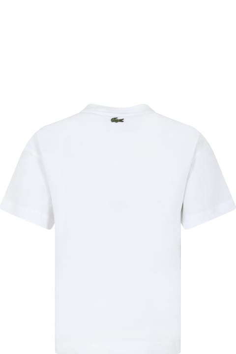 Lacoste for Kids Lacoste White T-shirt For Boy With Crocodile