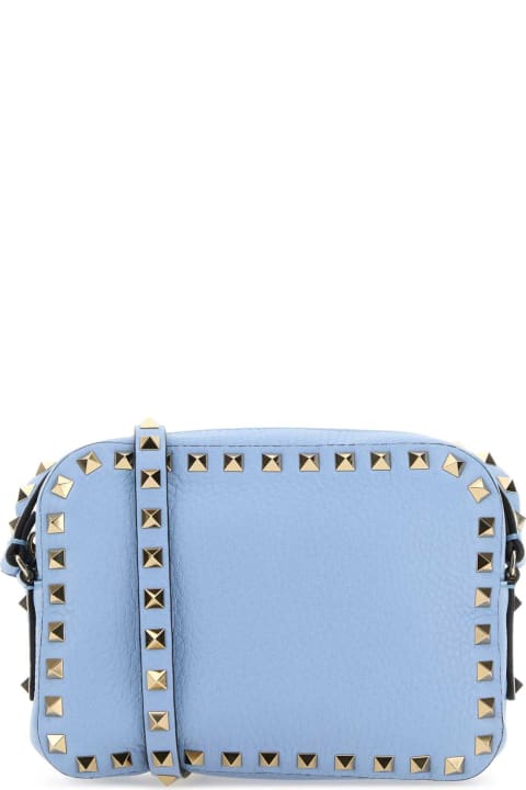 Valentino Garavani for Women Valentino Garavani Light Blue Leather Rockstud Crossbody Bag