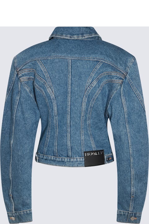 Mugler Coats & Jackets for Women Mugler Blue Cotton Casual Jacket