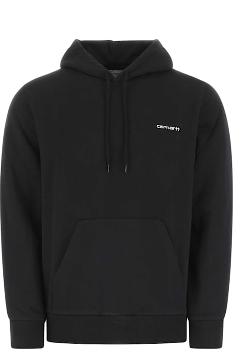 Carhartt Fleeces & Tracksuits for Men Carhartt Black Cotton Hooded Script Embroidery Sweat