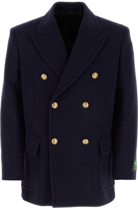 Coats & Jackets for Men Gucci Navy Blue Wool Coat