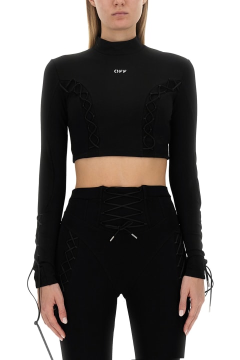 Off-White Topwear for Women Off-White Lace-up L/s Turtleneck Top