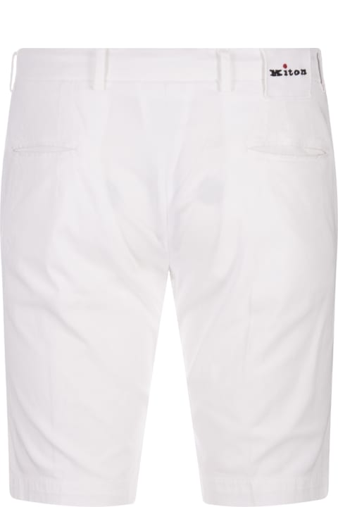 メンズ Kitonのボトムス Kiton White Bermuda Shorts With Drawstring