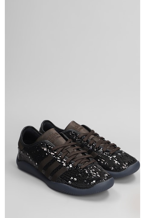 Adidas Originals by Wales Bonner for Men Adidas Originals by Wales Bonner Lo Pro Sequin Sneakers In Black Fabric
