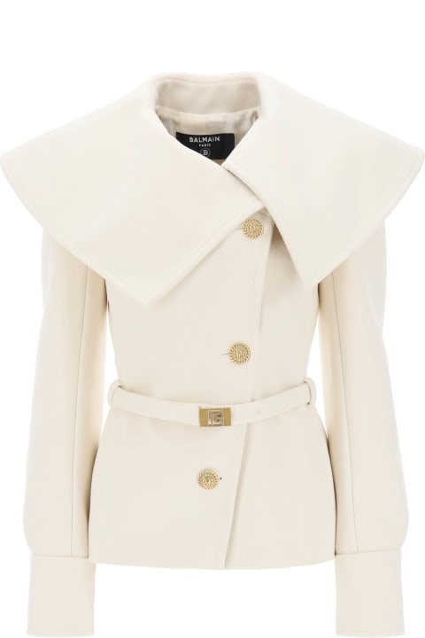 Coats & Jackets for Women Balmain Belted Double-breasted Peacoat