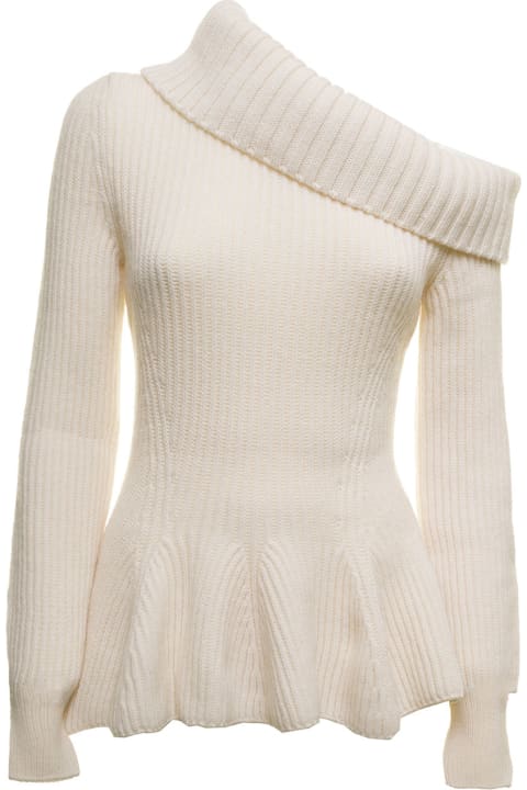 One Shoulder Wool And Cashmere Sweater Alexander Mcqueen Woman