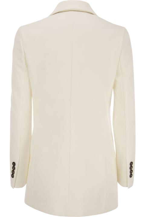 Coats & Jackets for Women Brunello Cucinelli Stretch Cotton Interlock Couture Jacket With Jewellery