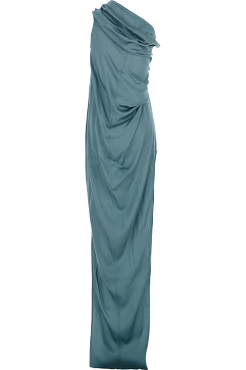 Rick Owens Sale for Women Rick Owens 'athena Arrowhead' Light Blue Long Dress With One Shoulder Design And Side Slits In Viscose And Acetate Blend Woman
