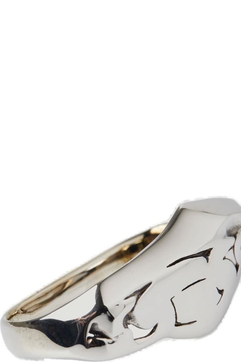 Alexander McQueen Rings for Men Alexander McQueen Asymmetric Cut-out Detailed Ring