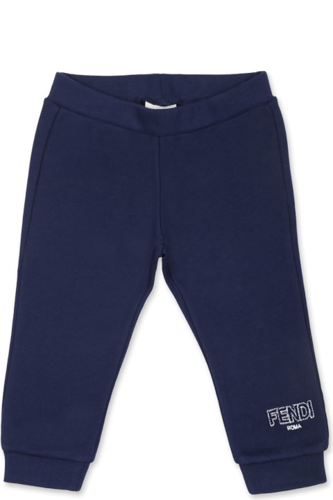 Fendi Bottoms for Baby Girls Fendi Pantaloni Blu Per Neonato Con Logo Fendi