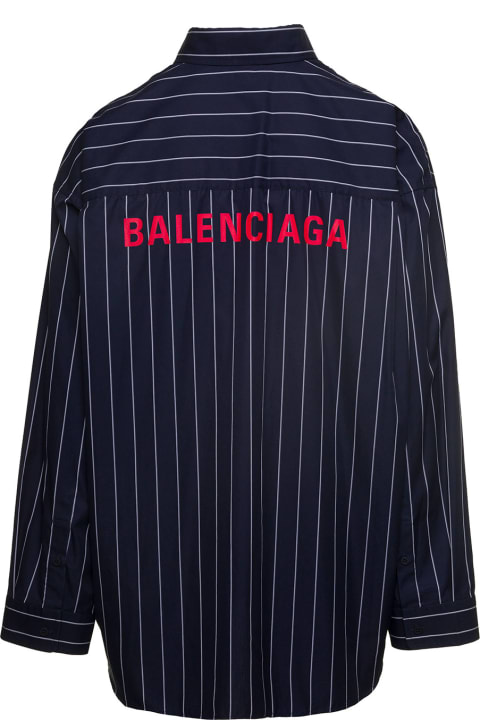 Balenciaga for Men Balenciaga Striped Blouse With Contrasting Logo