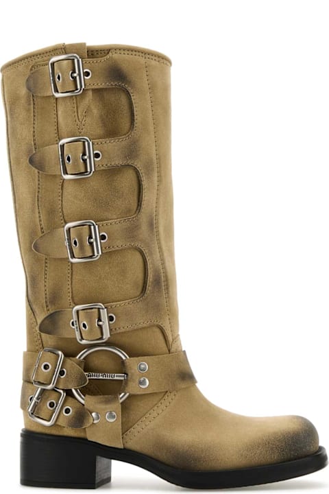 Miu Miu Sale for Women Miu Miu Beige Suede Boots