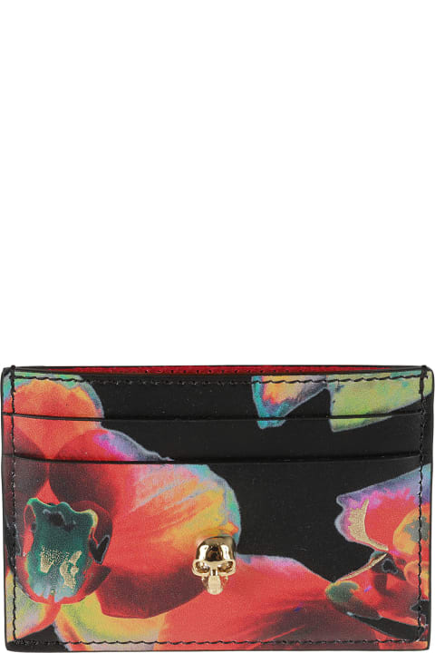 Alexander McQueen Floral Print Skull Card Holder | italist